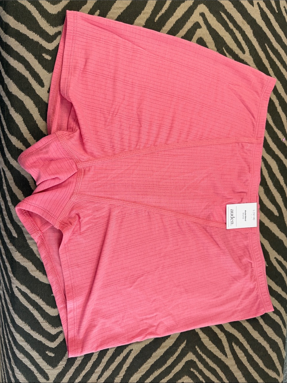Auden Ribbed Coral Pink Modal SUPER SOFT STRETCHY Shortie SZ:Lrg (12-14) #P26